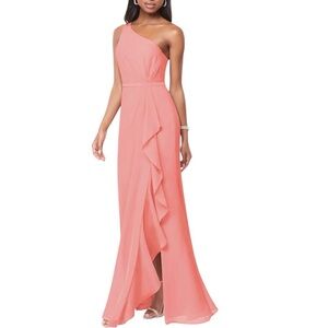 DB Celebrate Studio One-Shoulder Pink Chiffon Dress – Elegant & Flowy
